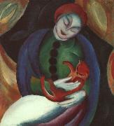 Franz Marc Madchen mit Katze II oil painting reproduction